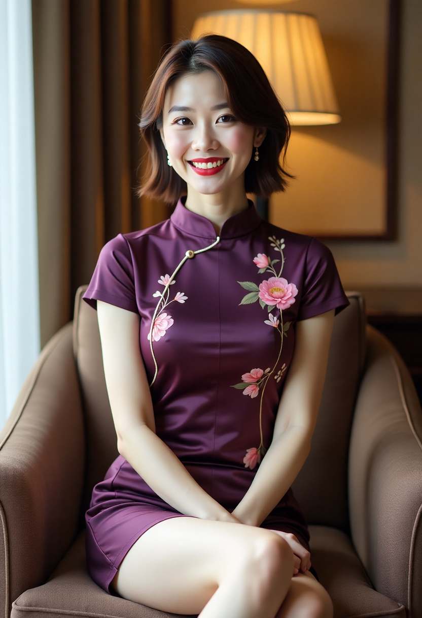 白衬衫女性在阴天牧场拍摄头像